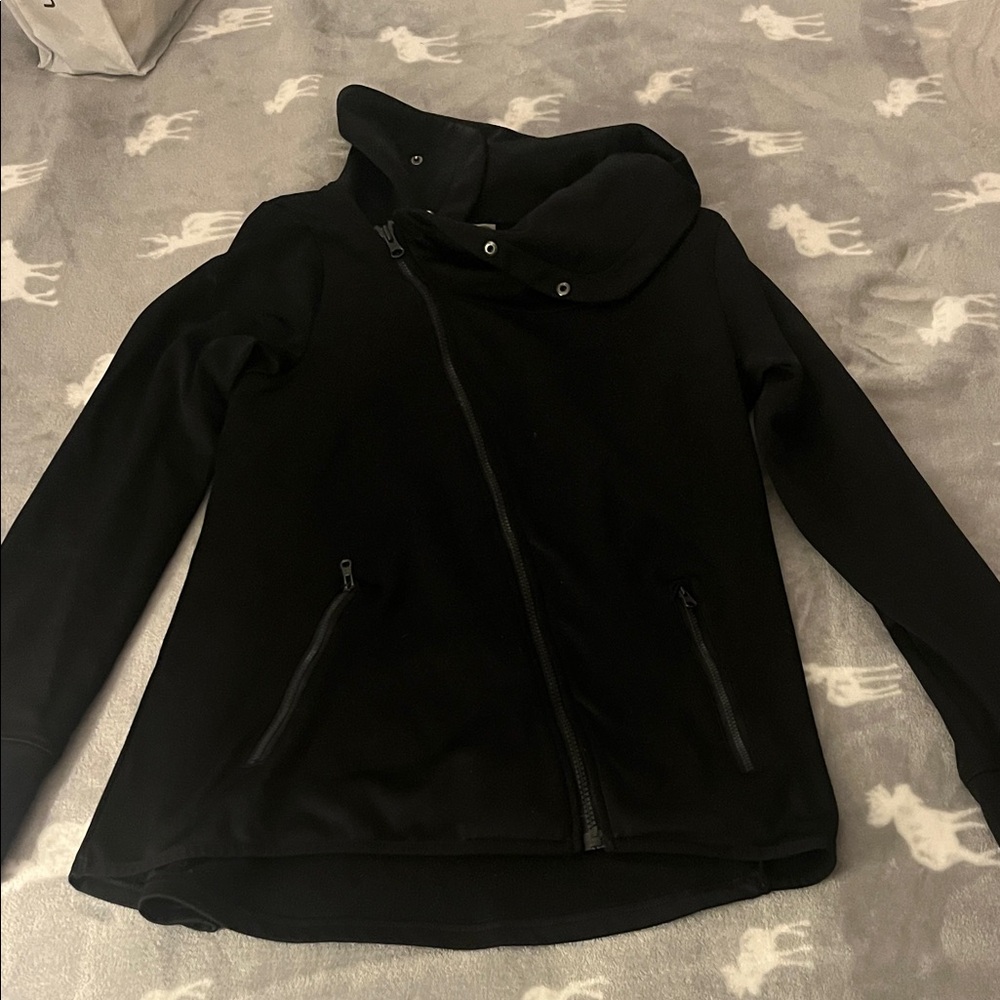 Champion Black Duo Dry Asymmetric Zipper Jacket with cowl neck